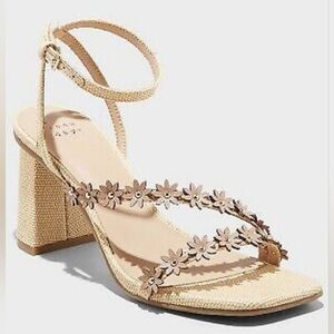 A New Day Women's Mirabel Strappy Open Square Toe Heels -  Beige 11